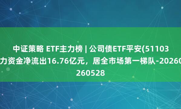 中证策略 ETF主力榜 | 公司债ETF平安(511030)主力资金净流出16.76亿元，居全市场第一梯队-20260528